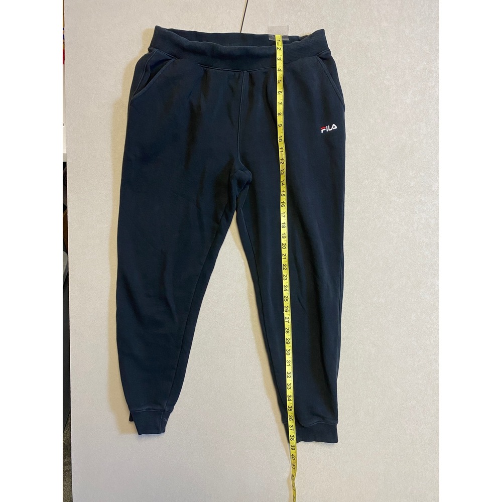 Fila Mens Black Fleece Jogger Sweatpants Size Large Tapered Logo Sweats